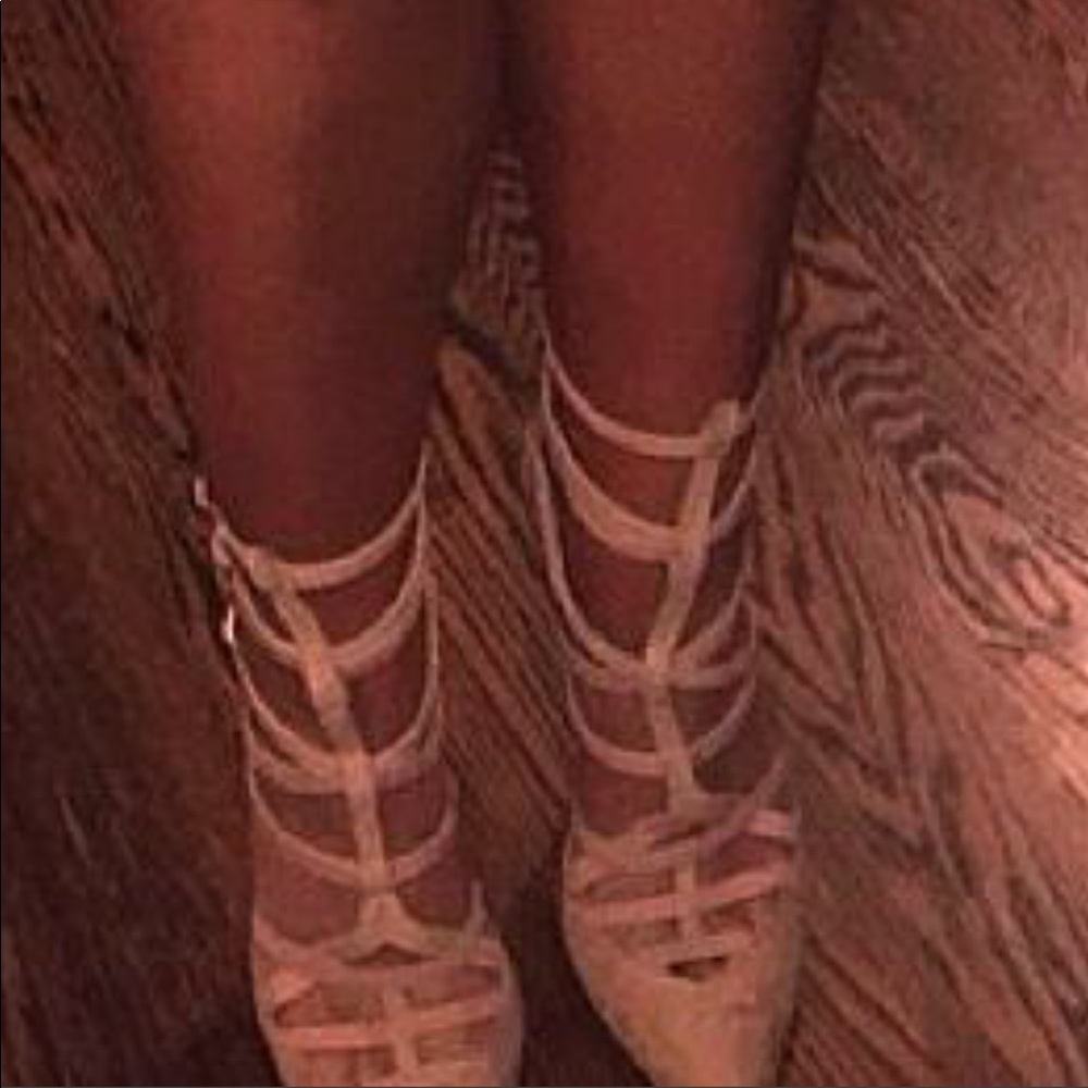 Size 8.5 nude strappy heels